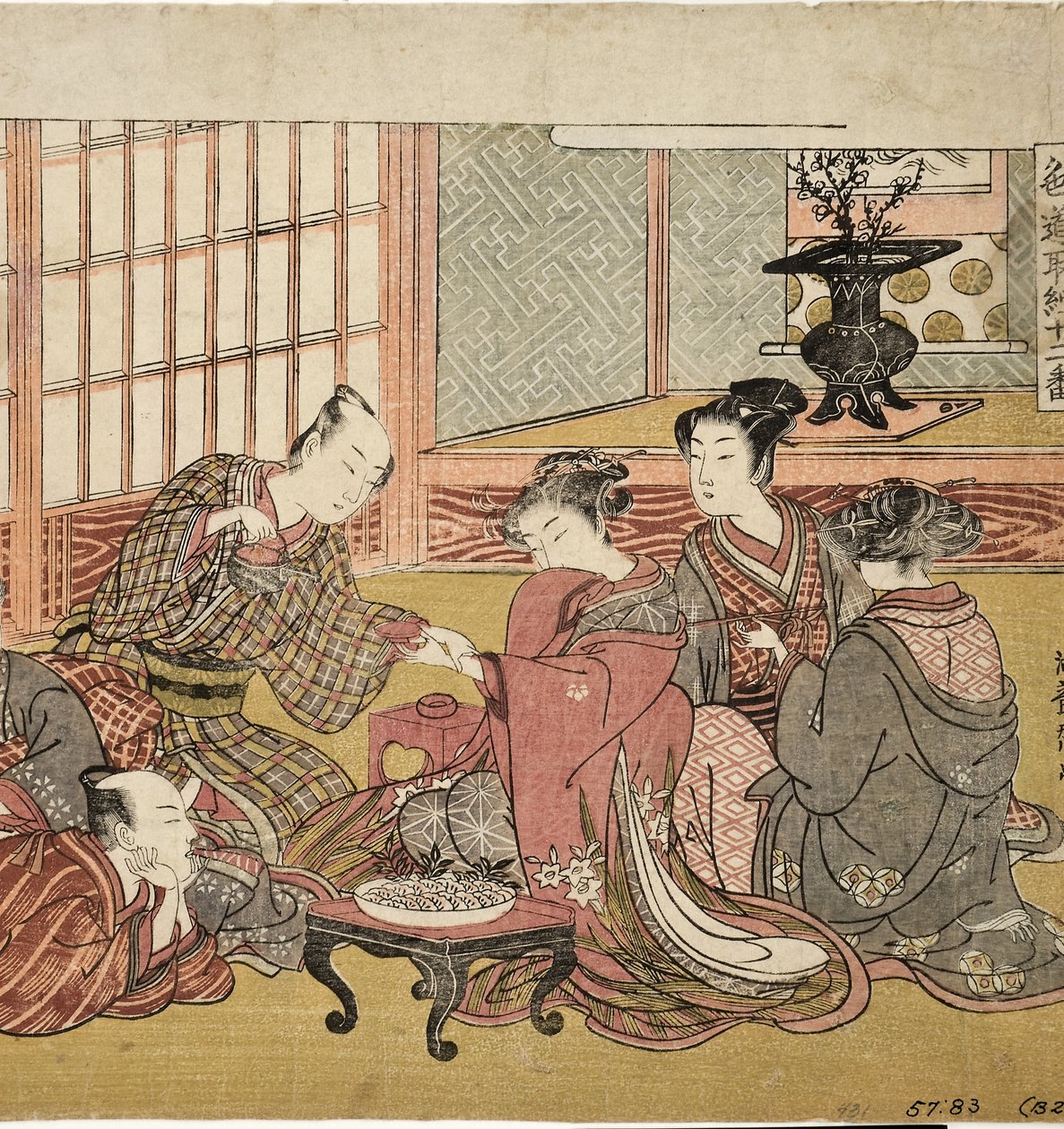 Banket in een rijk huishouden, 1770-74 door Isoda Koryusai