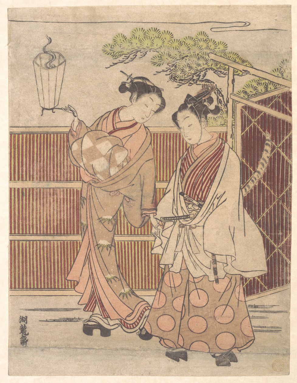 Reizei met een teshoku (handlantaarn) door Isoda Koryusai
