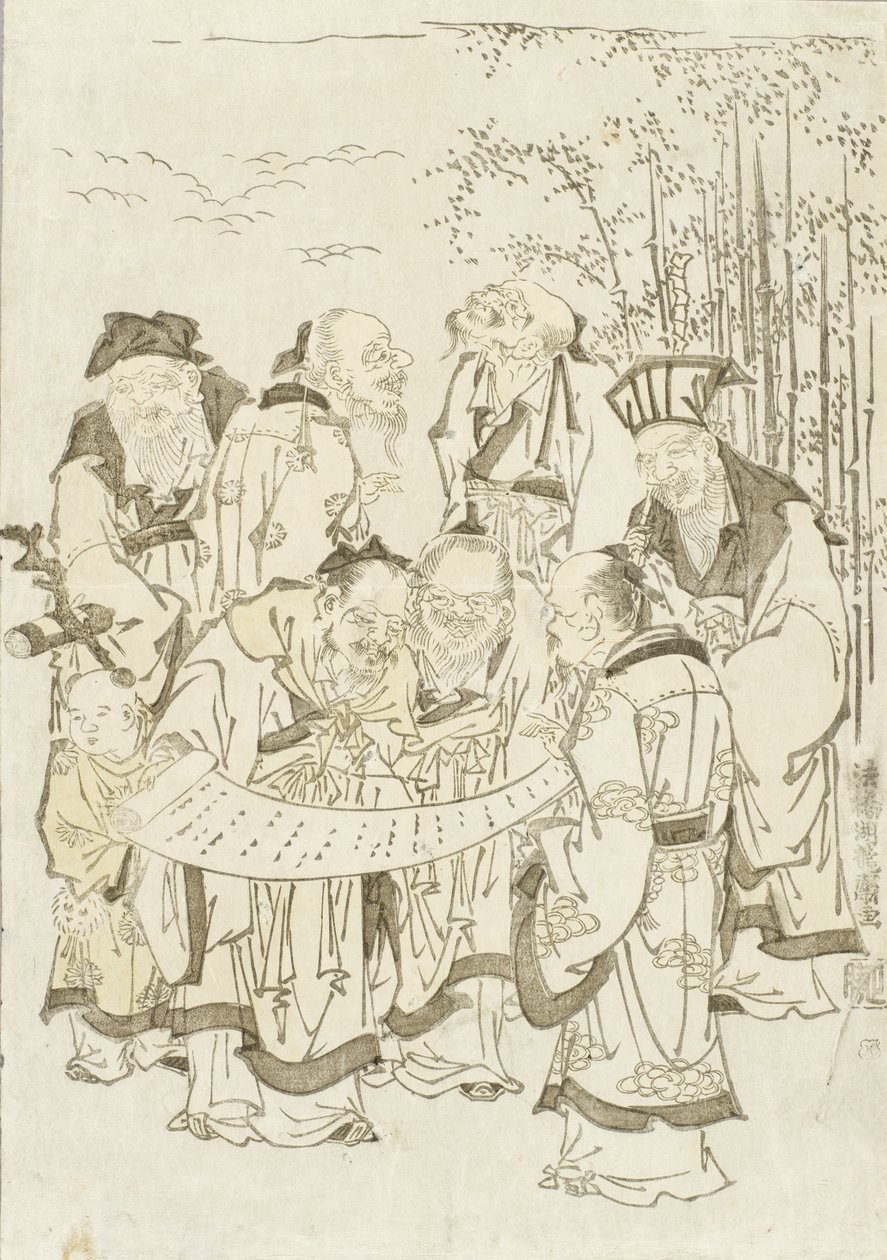 De zeven wijzen van het bamboebos door Isoda Koryusai