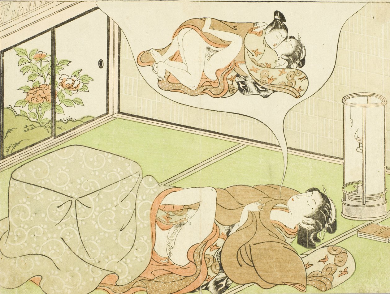 Dromende vrouw door Isoda Koryusai