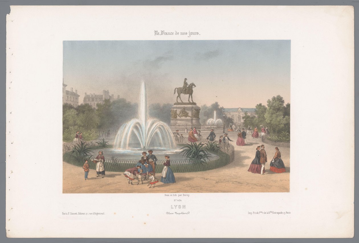 Zicht op de Place Napoléon te Lyon door Isodore Laurent Deroy