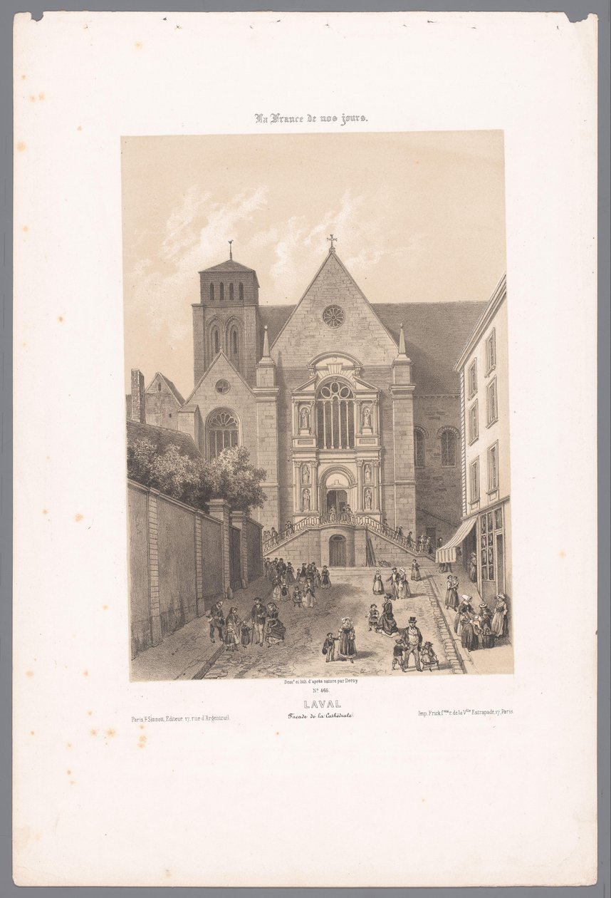 Zicht op de kathedraal van de Sainte-Trinité te Laval door Isodore Laurent Deroy