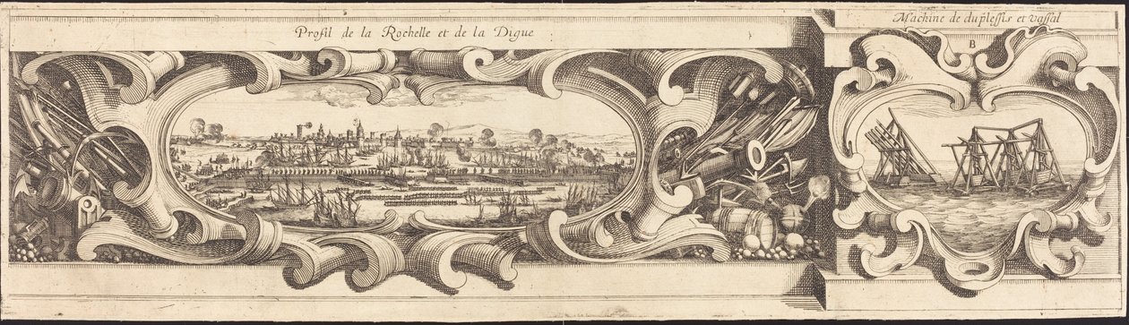 Het beleg van La Rochelle [plaat 16 van 16; set omvat 1952.8.97-112] door Israel Henriet or Abraham Bosse after Jacques Callot