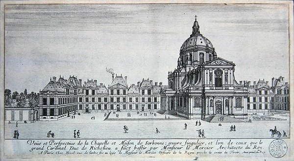 Uitzicht op de Kapel en Maison de Sorbonne (gravure) door Israel the Younger Silvestre