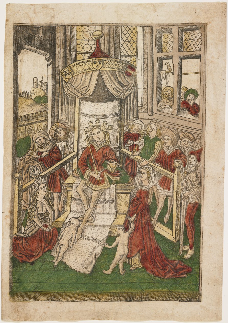 Het Oordeel van Salomo, ca. 1465 door Israhel van Meckenem the younger