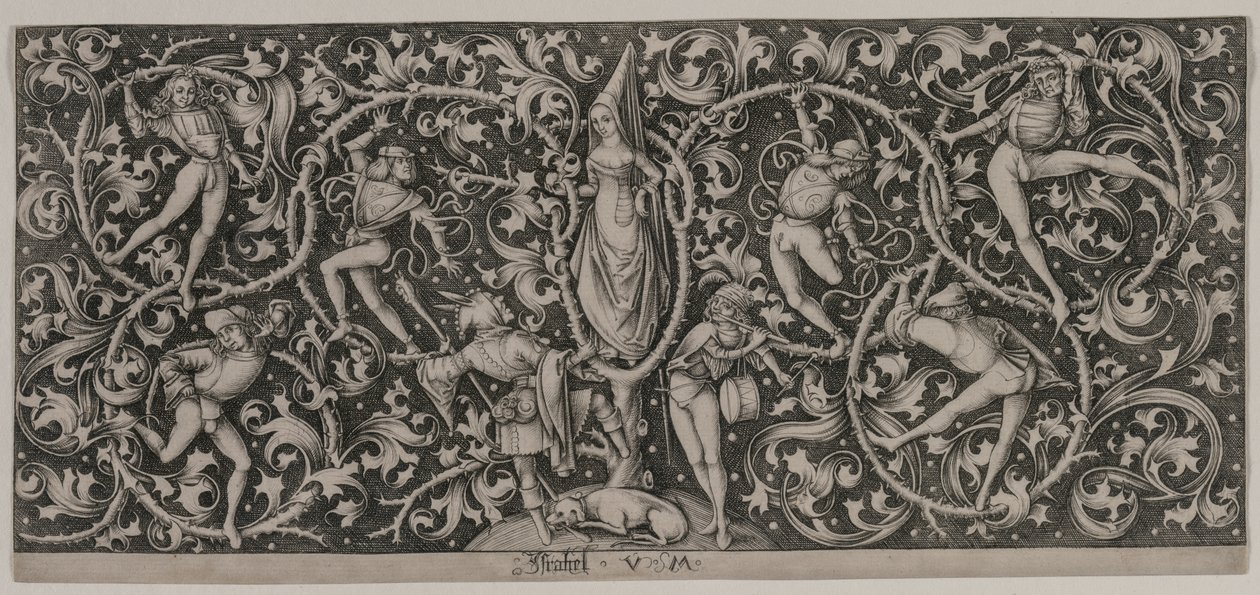 Ornament met Dans van de Geliefden door Israhel van Meckenem