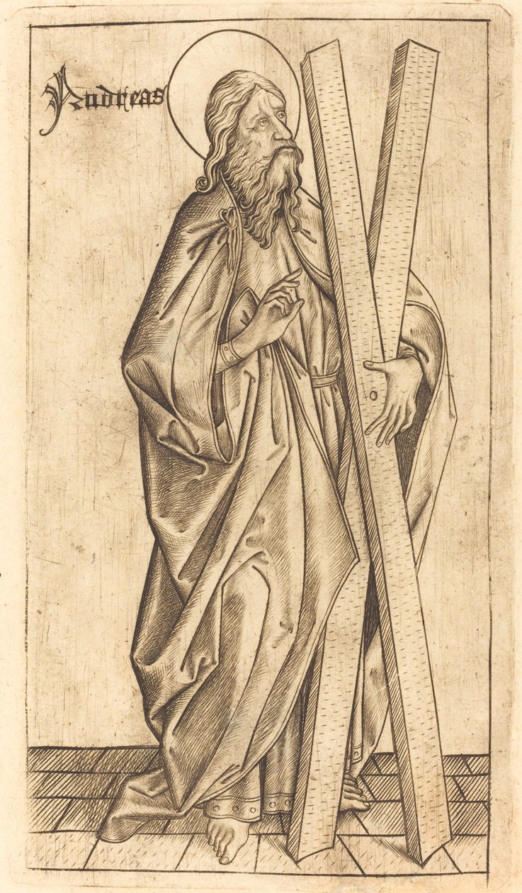 Sint Andreas, c. 1470-1480 door Israhel van Meckenem
