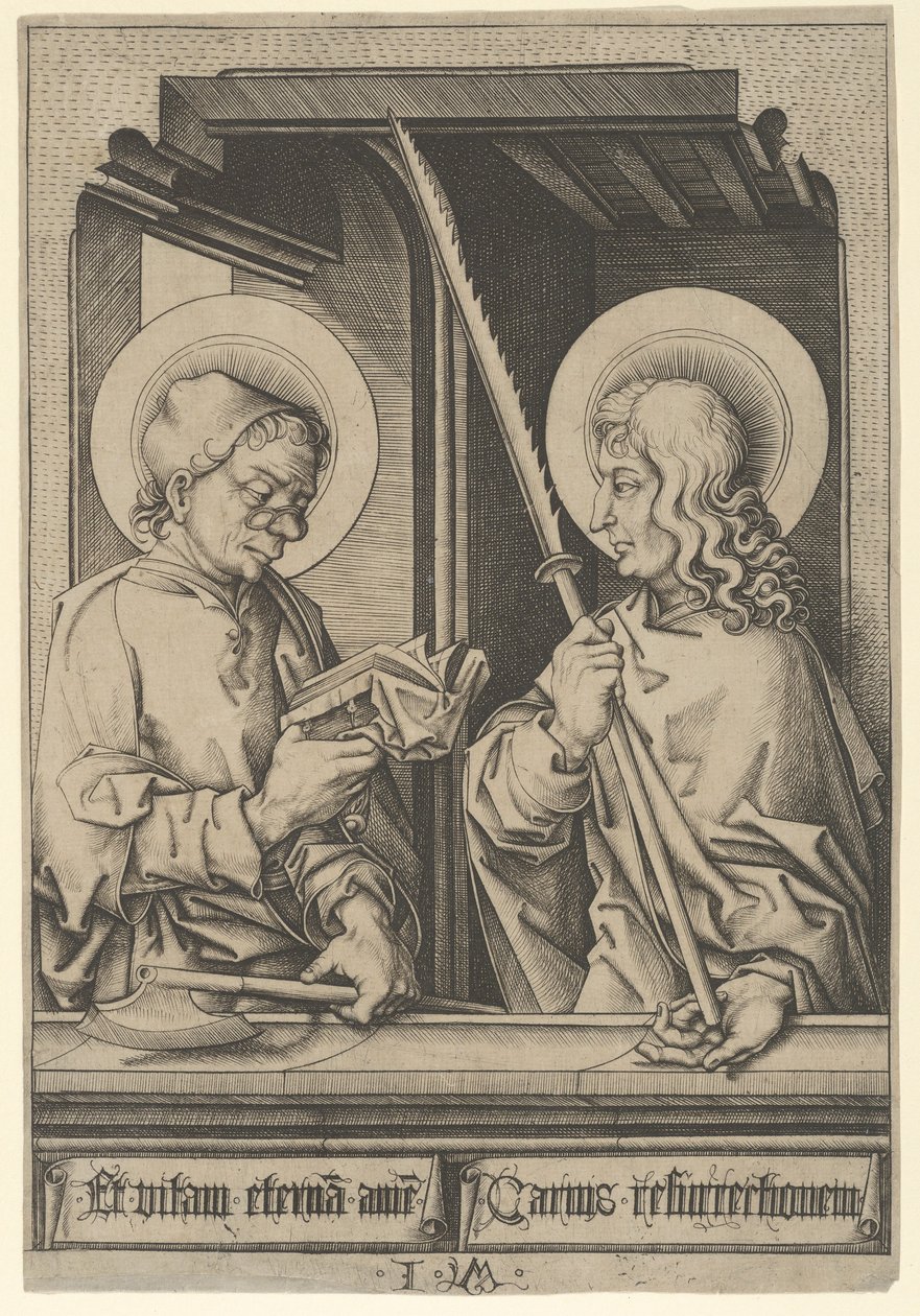 Heiligen Matthias en Judas Thaddaeus, uit De Apostelen door Israhel van Meckenem
