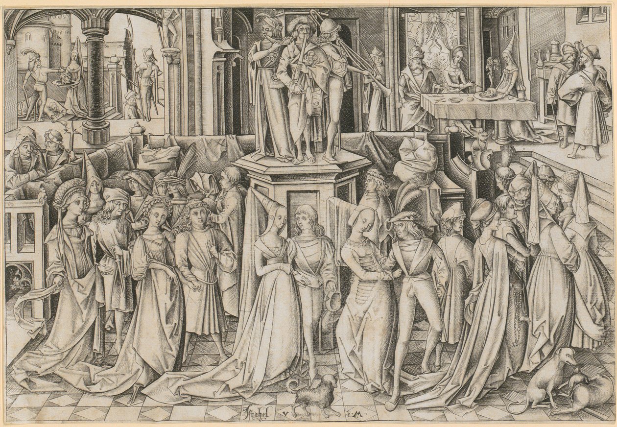 Tanz am Hof des Herodes door Israhel van Meckenem