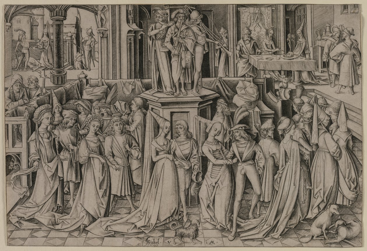 De dans aan het hof van Herodes, ca. 1500 door Israhel van Meckenem