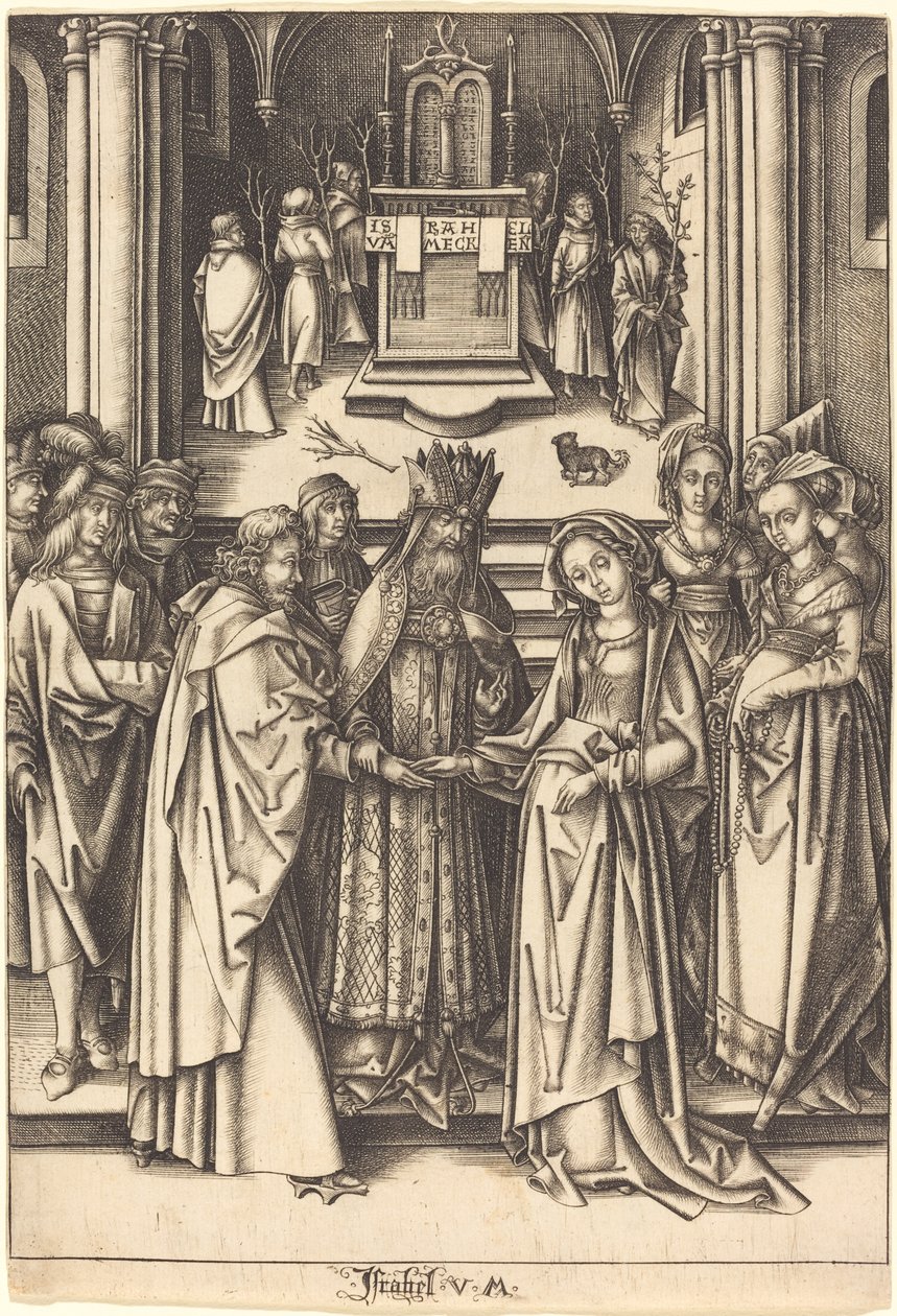 Het huwelijk van de Maagd door Israhel van Meckenem after Hans Holbein the Elder