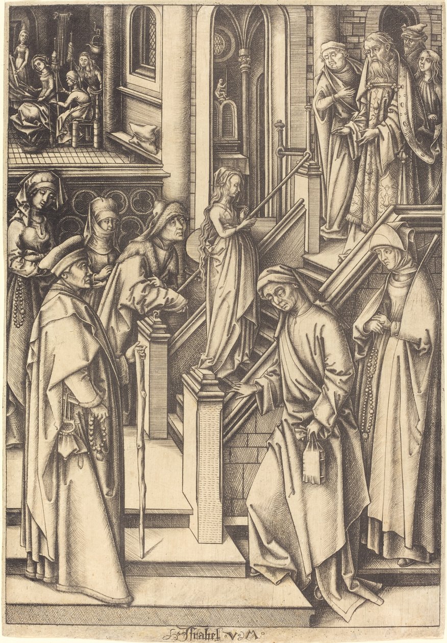De Presentatie van de Maagd door Israhel van Meckenem after Hans Holbein the Elder