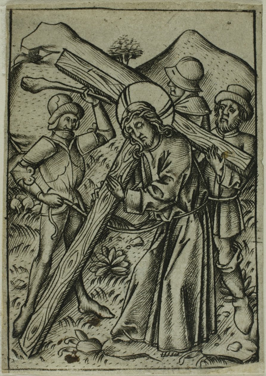 Christus draagt het kruis door Israhel van Meckenem the younger