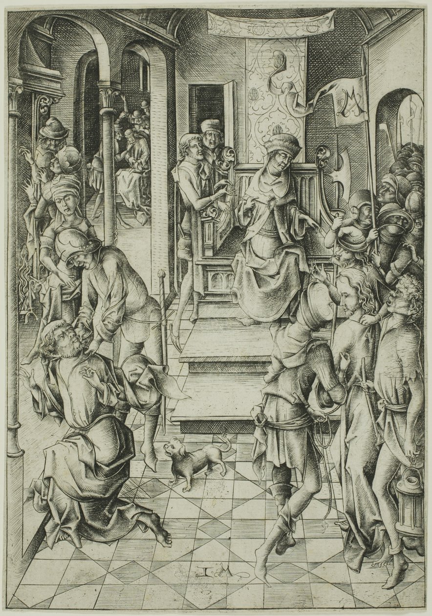Christus voor Annas door Israhel van Meckenem the younger