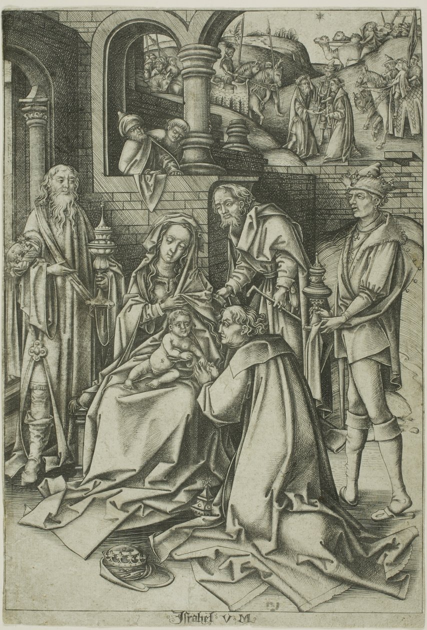 De aanbidding van de Wijzen door Israhel van Meckenem the younger