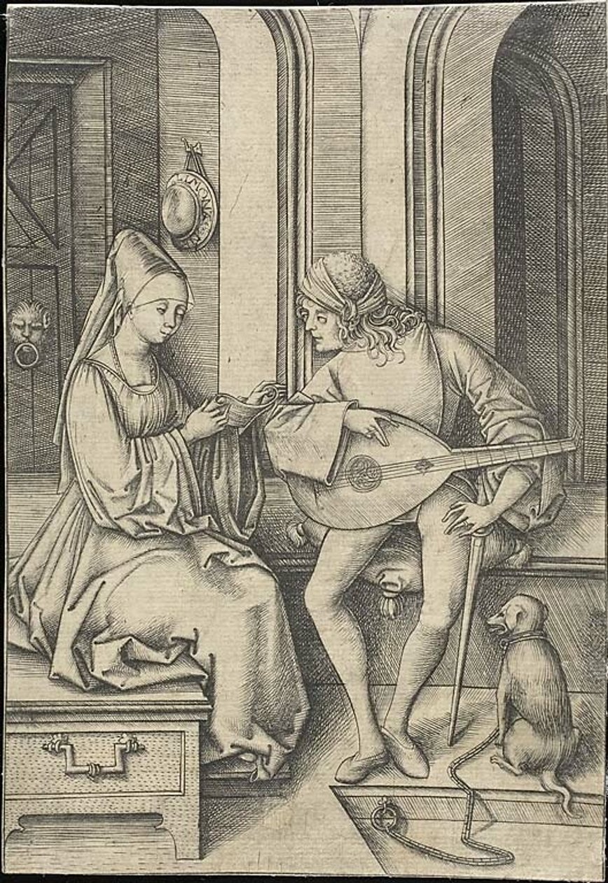 De zanger en de luitspeler door Israhel van Meckenem the younger