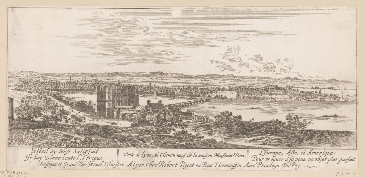 Gezicht op Lyon vanuit het huis van mijnheer Pion door Israël Silvestre