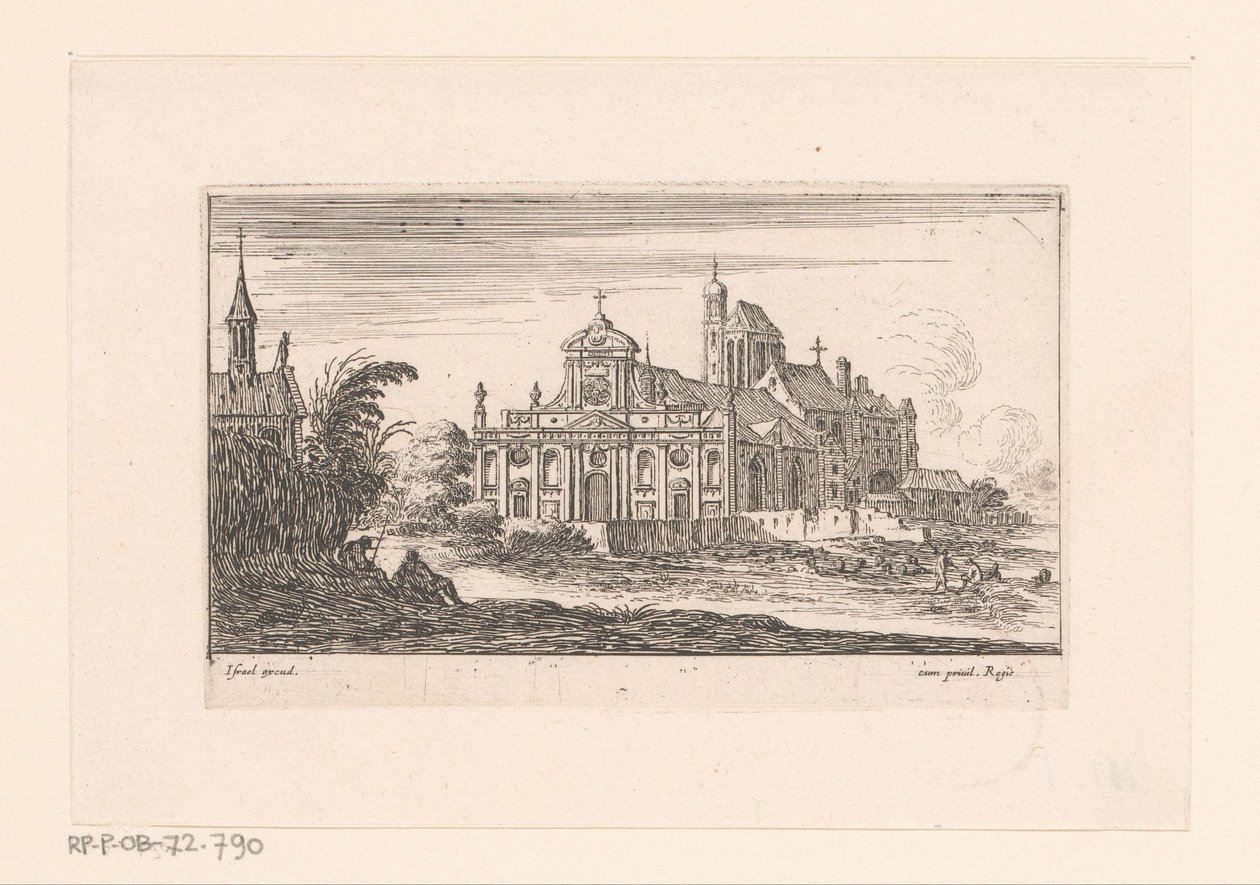 Gezicht op de kerk van Saint-Laurent (Diverse gezichten op kerken, kastelen en steden) door Israël Silvestre