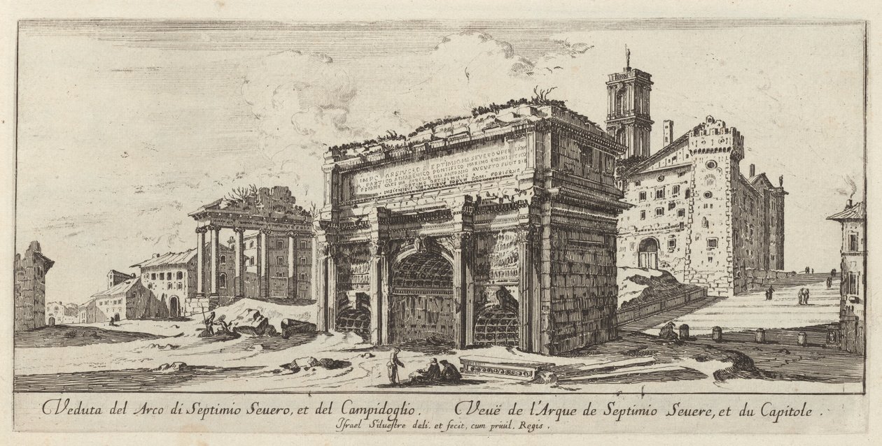 Veduta del Arco di Septimio Severo, et del Campidoglio door Israël Silvestre