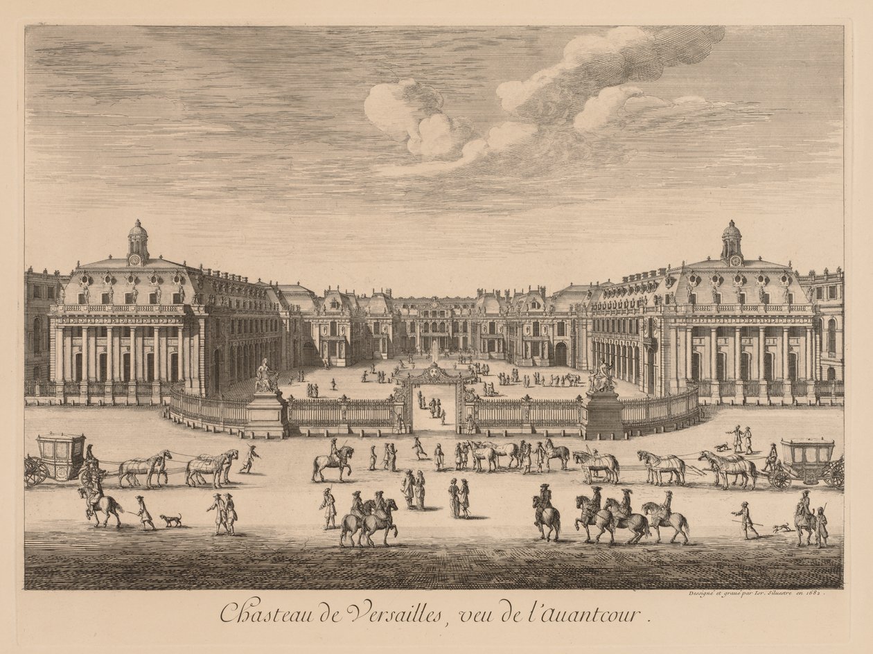 Vue du Château de Versailles, vu de lavant-cour, 1682 door Israël Silvestre
