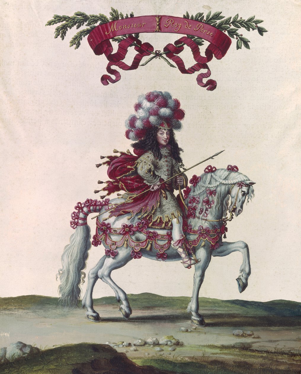 Philippe I (1640-1701) Hertog van Orléans als de koning van Perzië, onderdeel van de Carousel gegeven door Lodewijk XIV (1638-1715) voor de Tuilerieën, 5 juni 1662 door Israël Silvestre the Younger