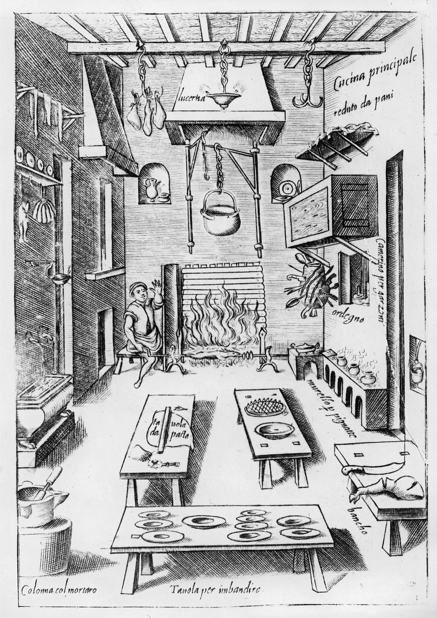 Keukeninterieur door Italian School