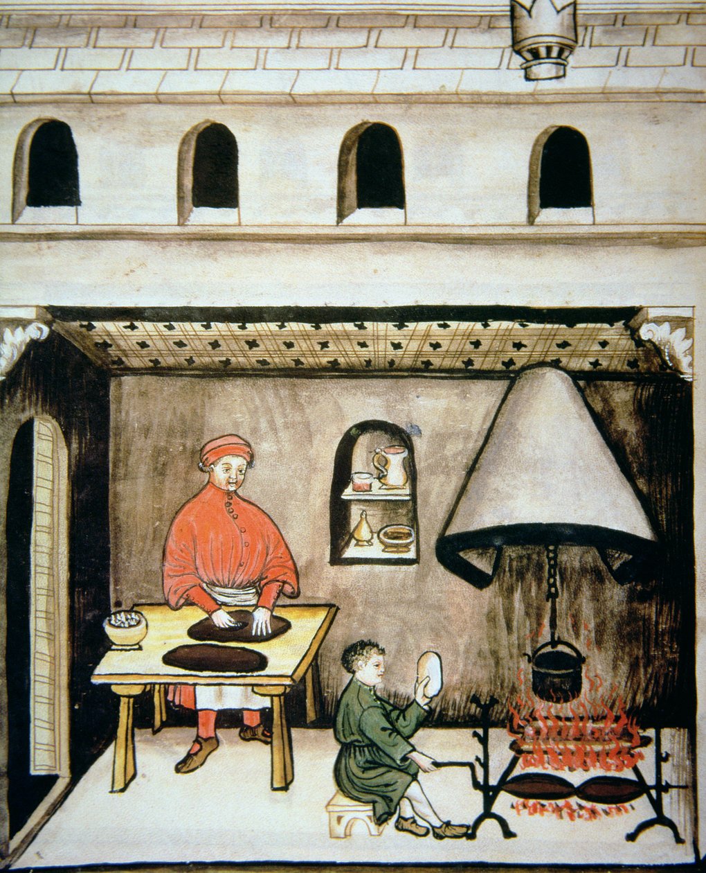 Voorbereiding van milt, uit Tacuinum Sanitatis door Italian School