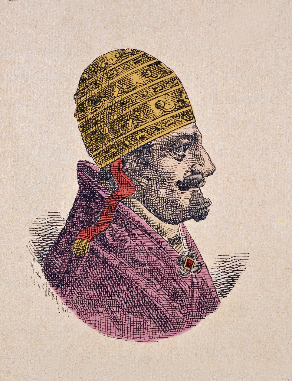 Portret van paus Innocentius XII (Innocenzo, Innocentius) (1691-1700), 1898 (gravure met latere inkleuring) door Italian School
