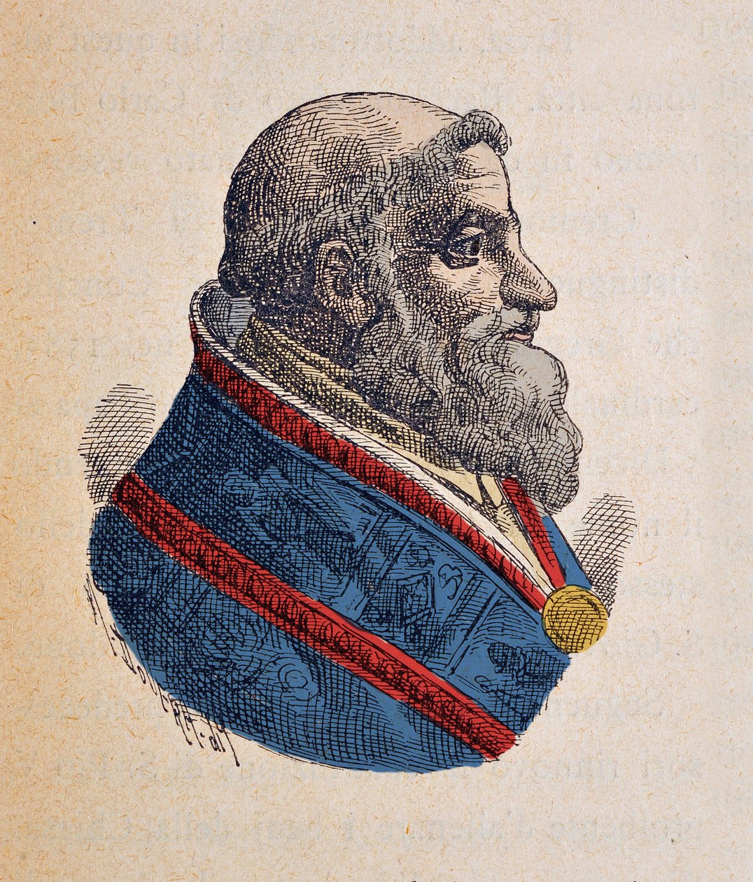 Portret van de Paus Sixtus V (1585-1590), 1898 (gravure met latere inkleuring) door Italian School