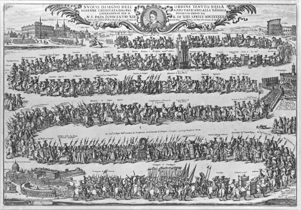 De processie van paus Innocentius XII van het Vaticaan bij zijn formele inbezitneming van St. Jan, 1692 door Italian School