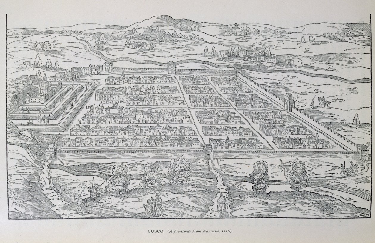 Uitzicht op Cusco, uit Ramusio, pub. 1556 door Italian School