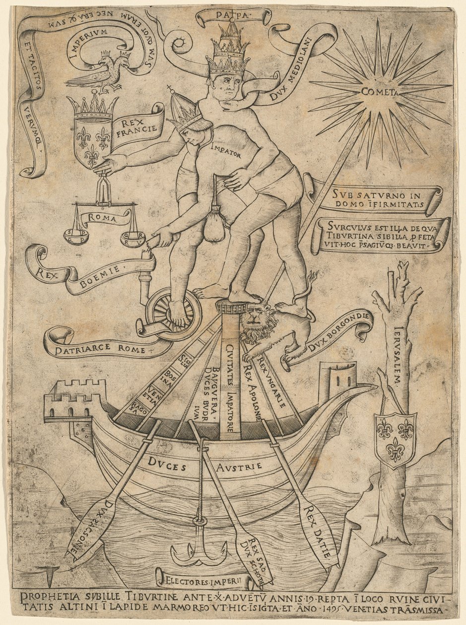 Allegorie van de Keizer en de Paus door Italian 15th Century