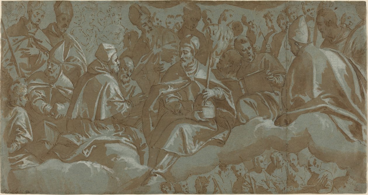 Heiligen op wolken door Italian 16th Century