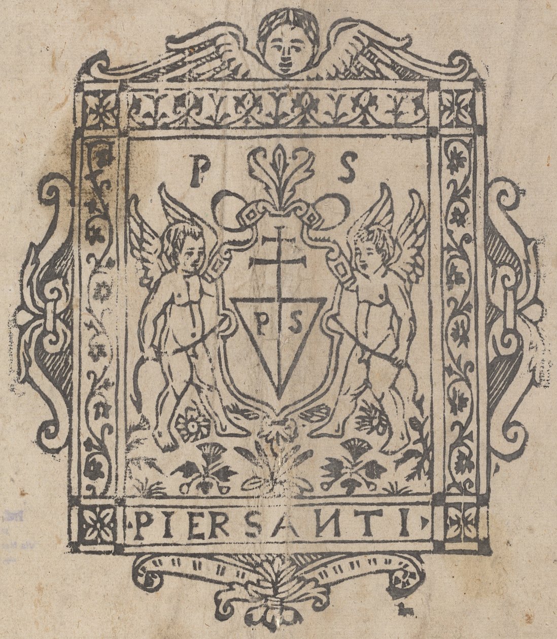 Twee Putti met Schild Ingeschreven Pier Santi door Italian 16th Century