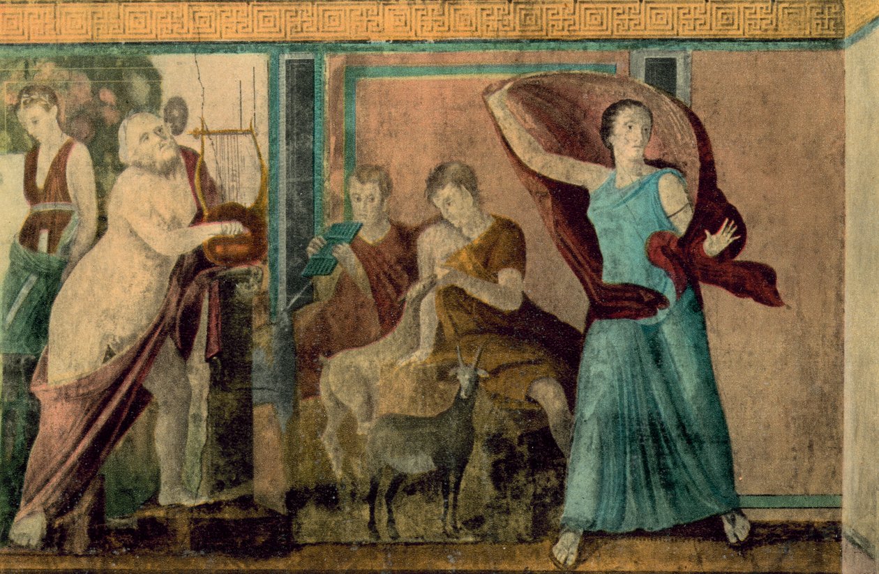 Pompeii: Villa van de Mysteriën, Inwijding, De Verschrikte Vrouw (ingekleurde foto) door Italian Photographer