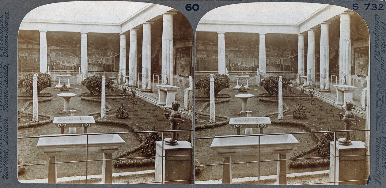 Het huis van Vettii, Pompeii, uit The Underwood Travel Library, 1895 door Italian Photographer