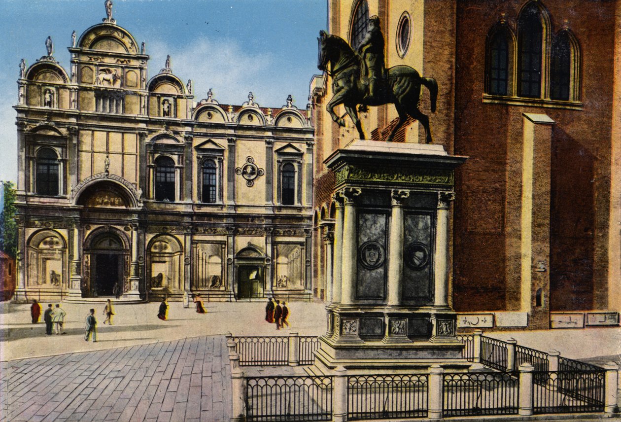 Venetië / Venice: Monument voor B Colleoni (ingekleurde foto) door Italian Photographer