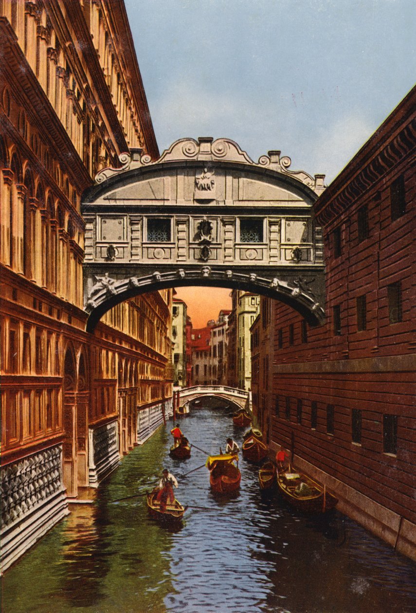 Venezia / Venetië: Brug der Zuchten (ingekleurde foto) door Italian Photographer