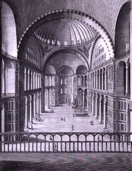 Een uitzicht van de binnenkant van de Moskee van Santa Sophia in Constantinopel genomen in 1786, gegraveerd door Domenico Pronti 1788 (gravure) door Italian School