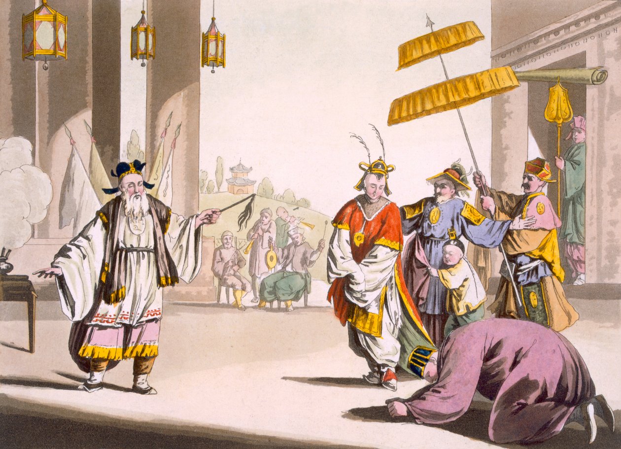 Een theatervoorstelling in de open lucht, ca. 1820-30 door Italian School