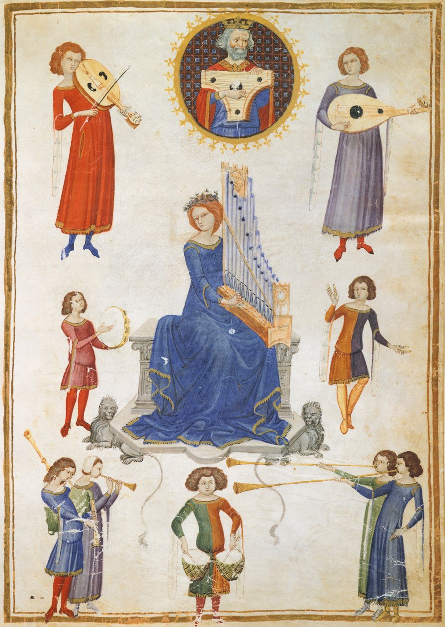 Allegorie van muziek, manuscript V A folio 27 uit Het Muziekinstituut door Severin Boezio door Italian School