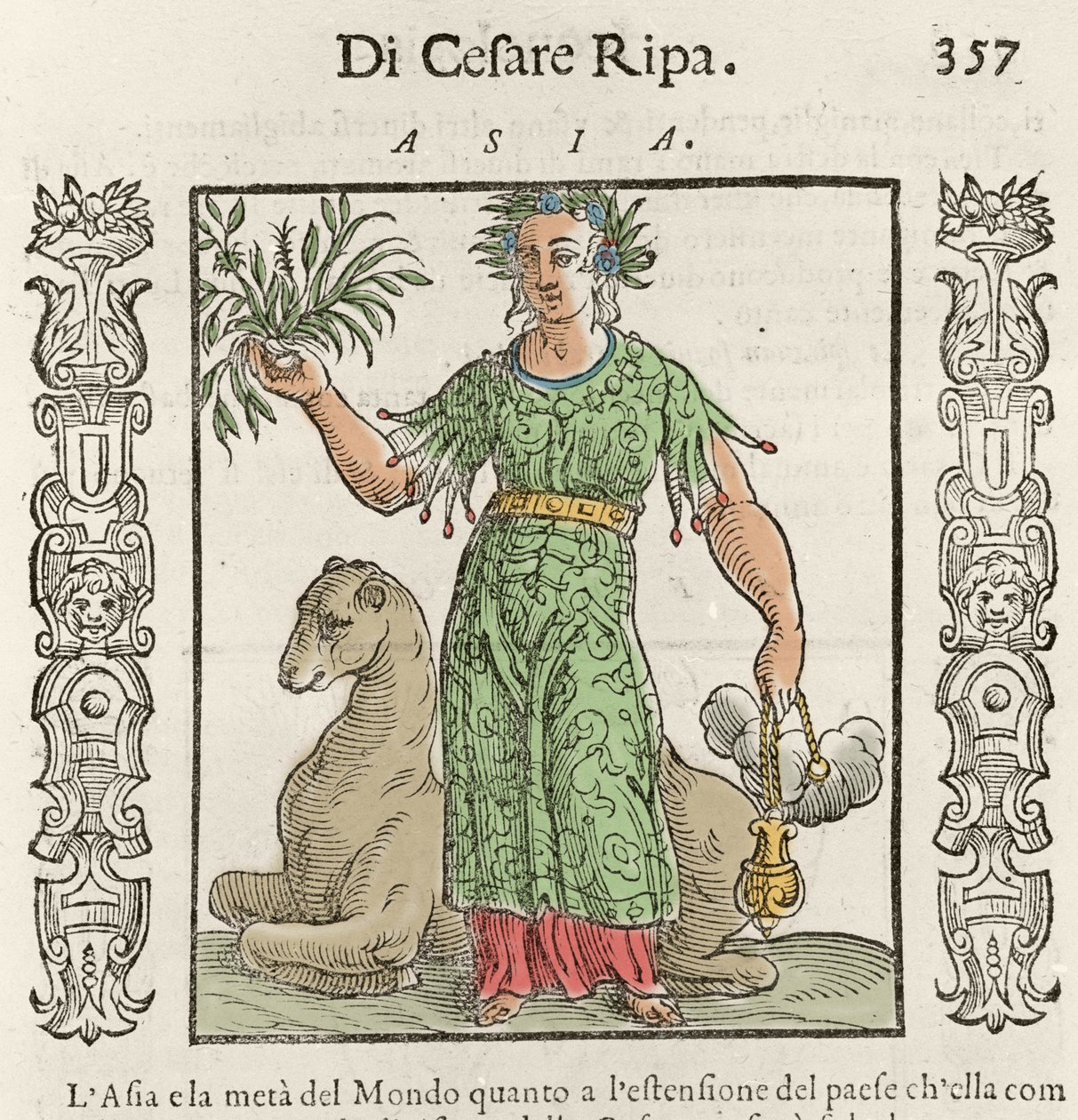 Aziatische allegorie met een kameel. Gravure uit 