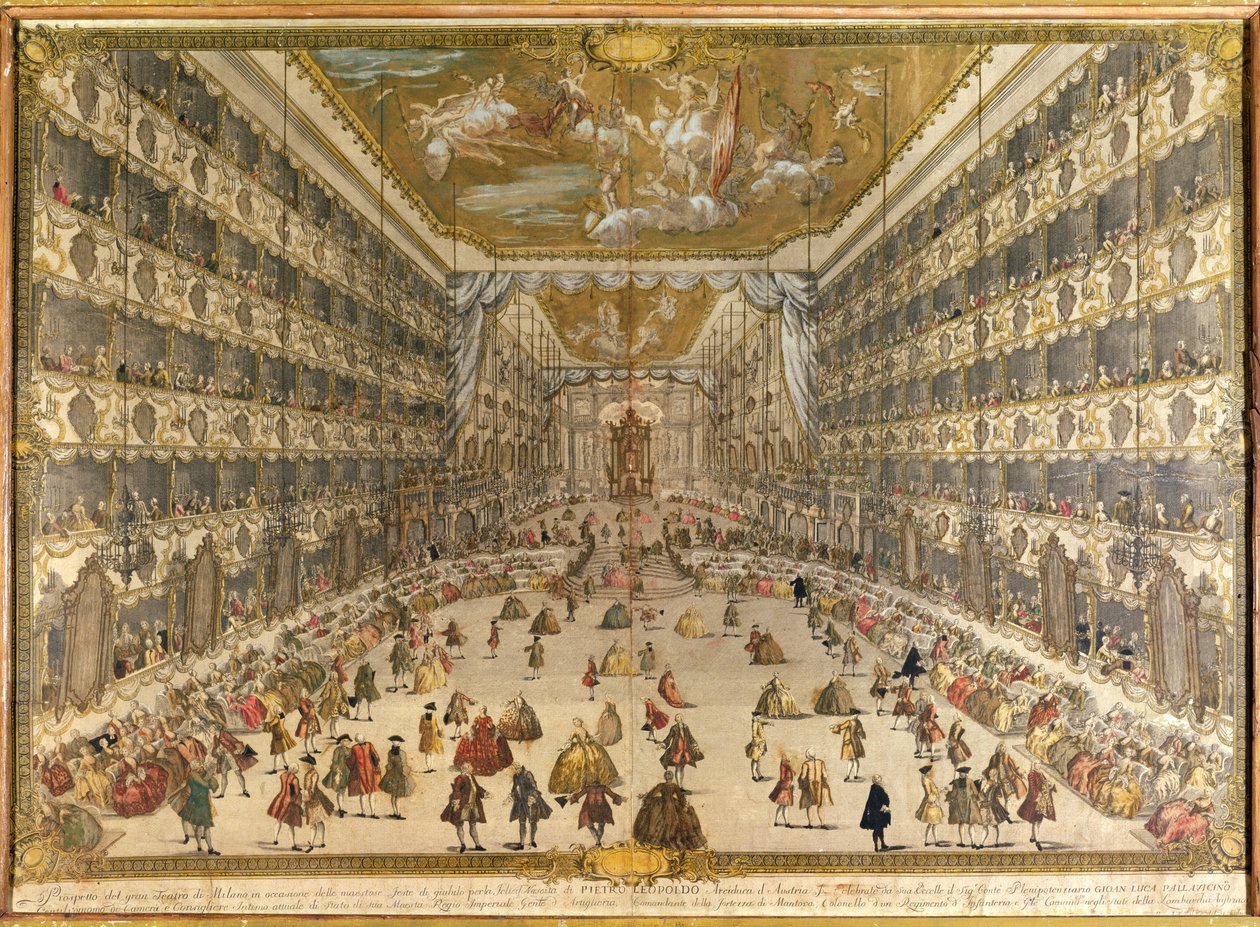Bal ter ere van de geboorte van aartshertog Pietro Leopoldo van Oostenrijk, in het hertogelijk theater van Milaan door Italian School