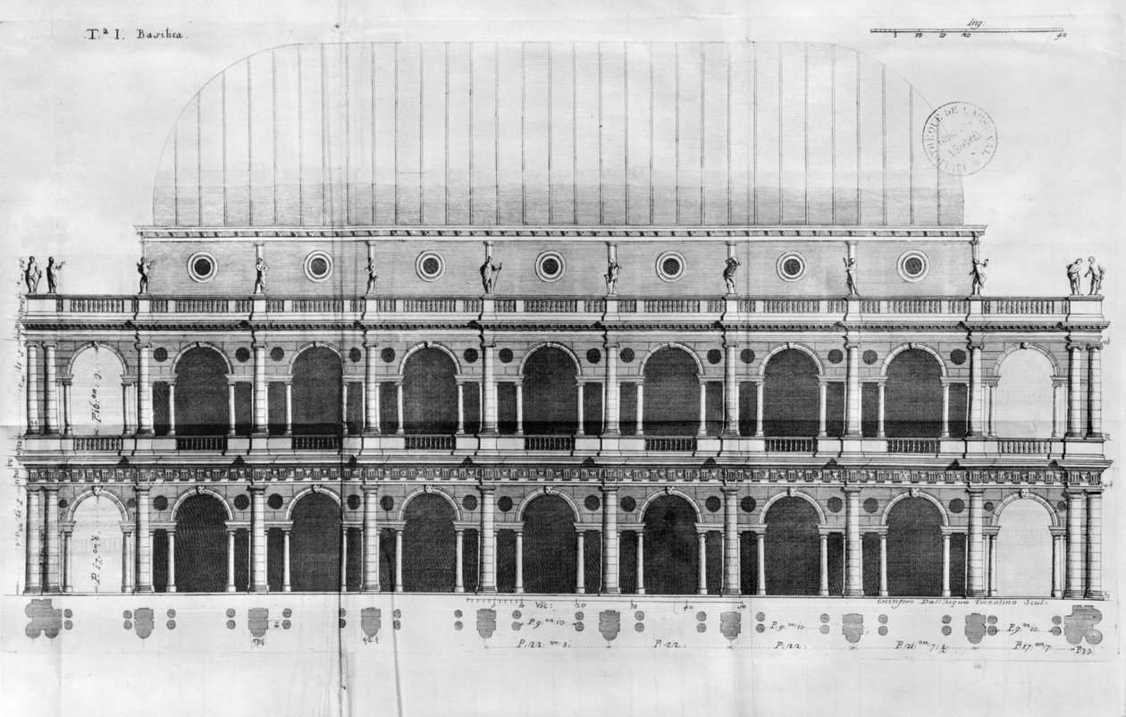 Basilica Palladiana in Vicenza, ontworpen door Andrea Palladio (1508-80) door Italian School