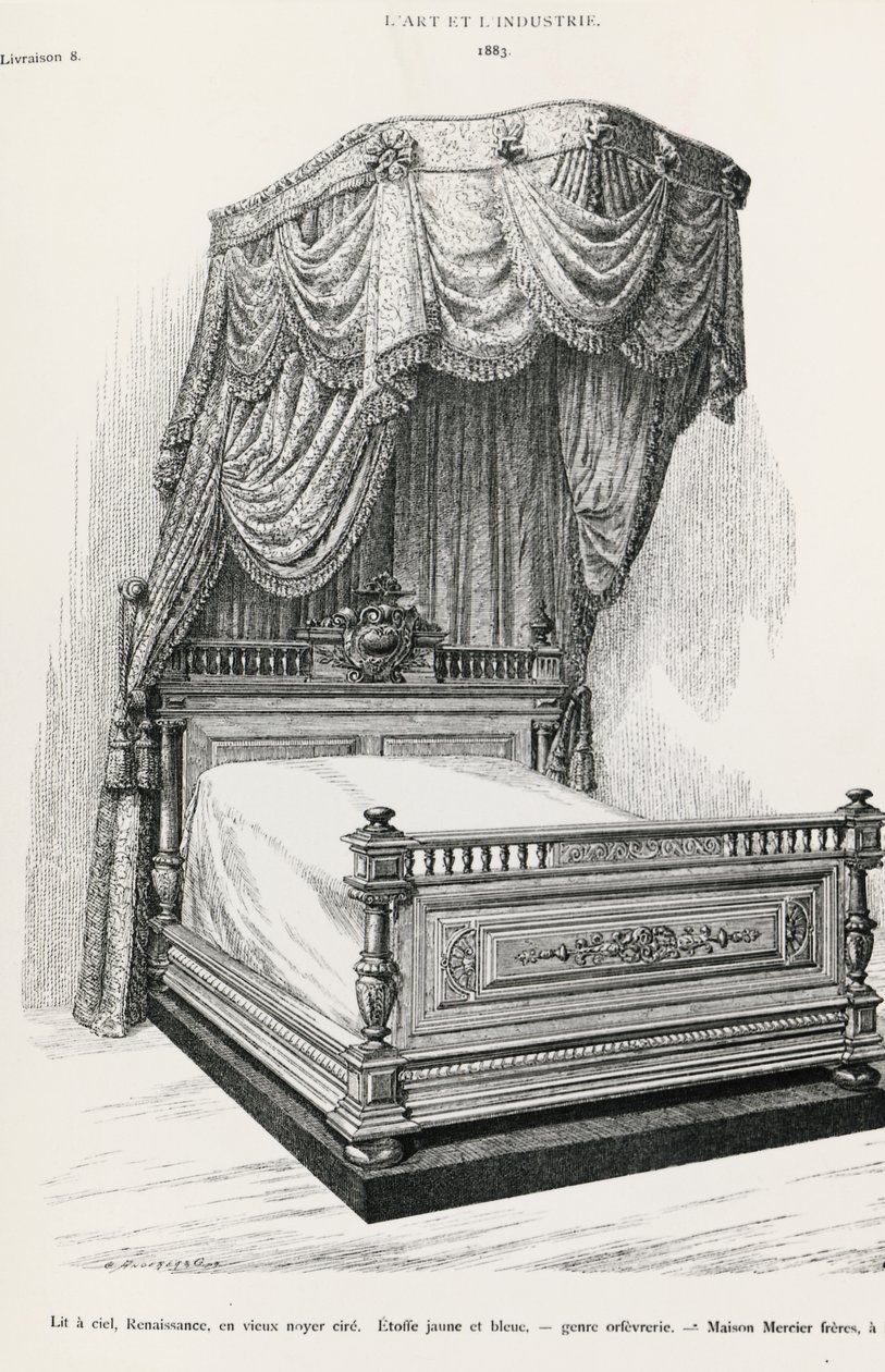 Hemelbed, door Mercier Frères, Parijs, illustratie uit L