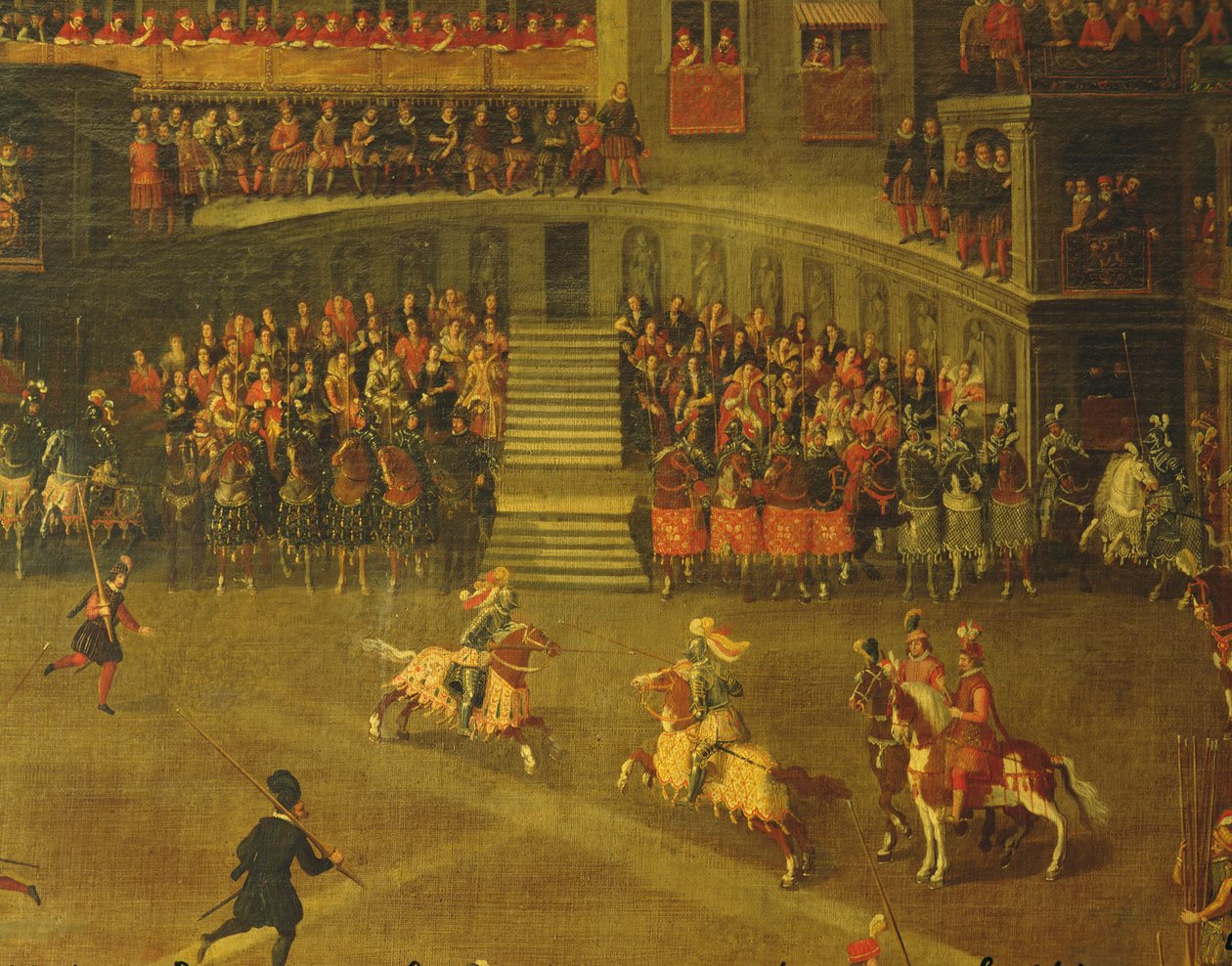Carrousel op de Binnenplaats van het Palais du Belvedere door Italian School
