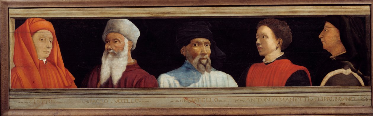 Cassone met 5 portretten van de Meester van de Florentijnse Renaissance door Italian School