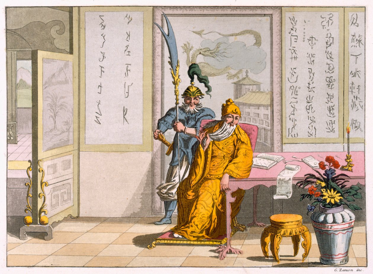 Chinese Taoïstische religieuze leiders: De godheid Kuan-ti, ca. 1820-30 door Italian School