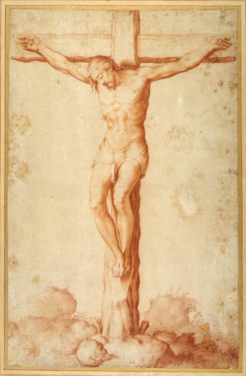 Christus gekruisigd op Golgotha door Italian School