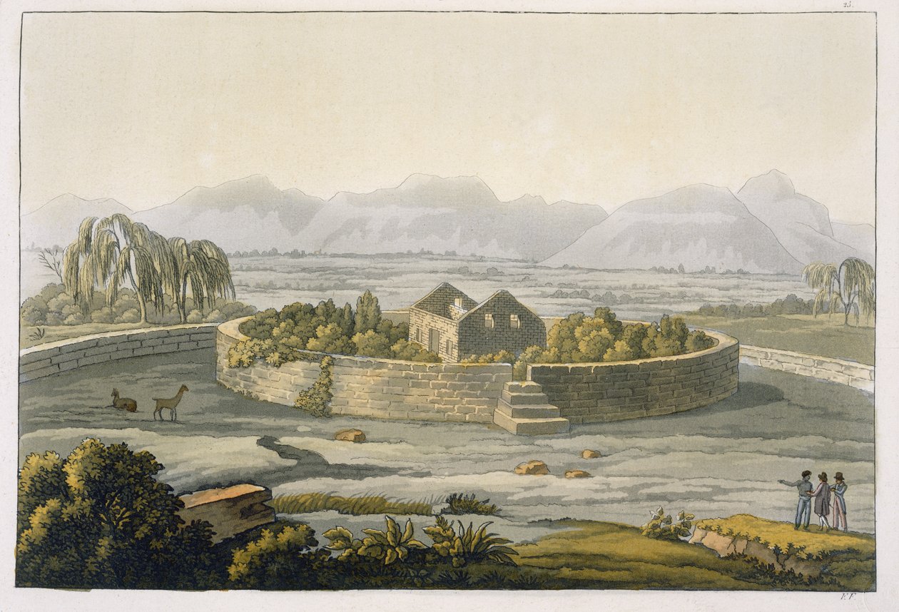 Cirkelvormig fort van Cannar, Peru, uit Le Costume Ancien et Moderne, Volume II, plaat 1, door Jules Ferrario, gepubliceerd ca. 1820-30 door Italian School